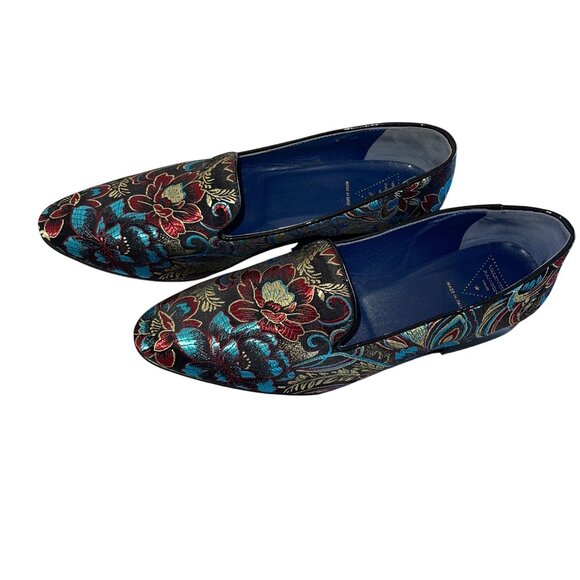 Valentina Ragoni Womens Loafer Size 8 Jacquard Floral Pattern Slip On Casual - Picture 10 of 16